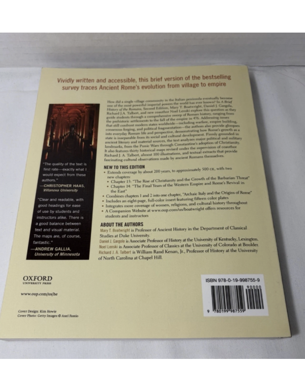A Brief History of the Romans, 2nd Edition by Mary Boatwright, Daniel Gargola, Noel Lenski & Richard Talbert – Paperback (ISBN: 9780199987559)