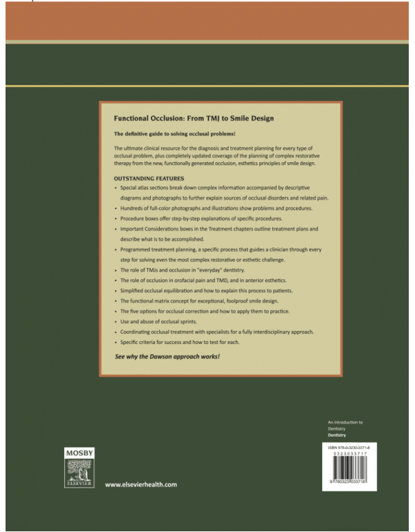 Functional Occlusion: From TMJ to Smile Design by Peter E. Dawson 1st edition (ISBN: 9780323033718) - Hardcover