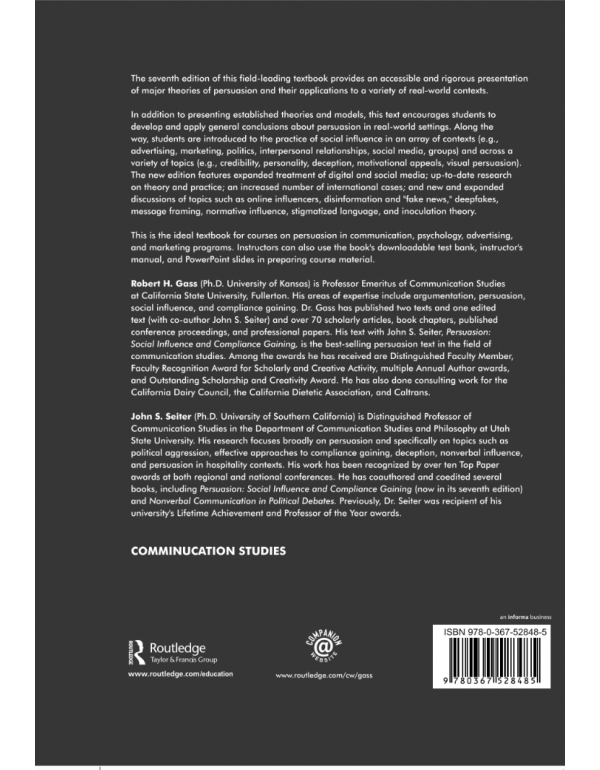 Persuasion: Social Influence and Compliance Gaining by Robert H. Gass & John S. Seiter – Paperback (ISBN: 9780367528485)