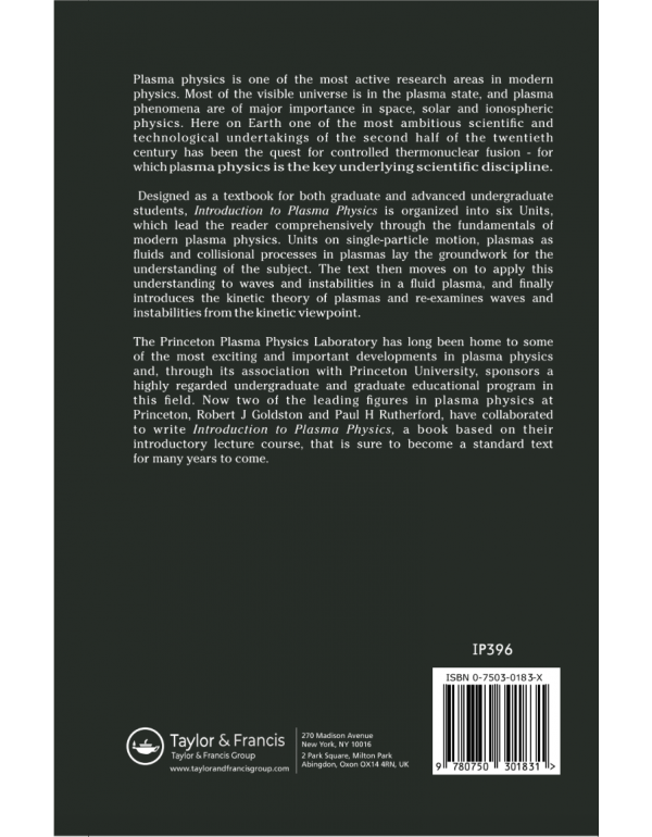 Introduction to Plasma Physics (Plasma Physics Series) by Francis F. Chen (ISBN 9780750301831) - Paperback