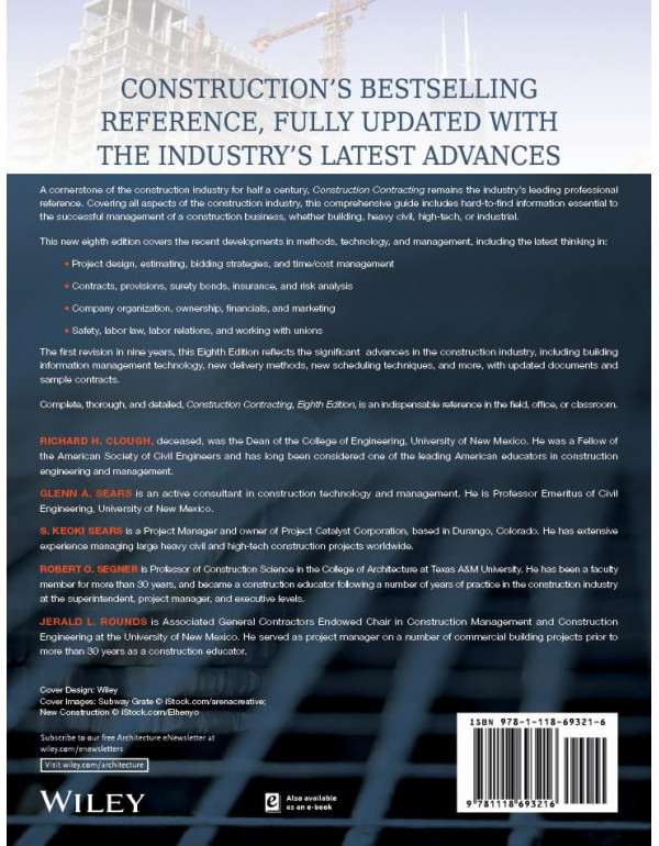 Construction Contracting by Richard H. Clough, Glenn A. Sears & S. Keoki Sears – Hardcover (ISBN: 9781118693216)