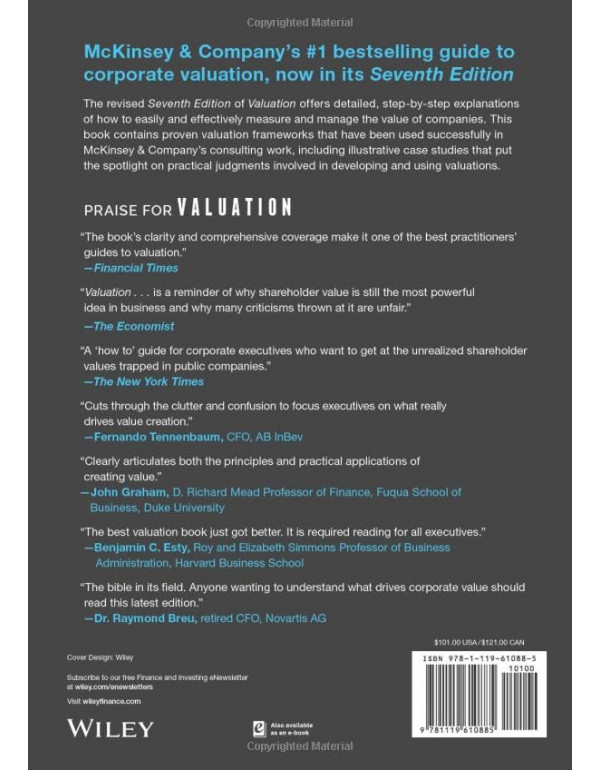 Valuation: Measuring and Managing the Value of Companies, 7th Edition by McKinsey & Company, Tim Koller, Marc Goedhart & David Wessels – Hardcover (ISBN: 9781119611868)