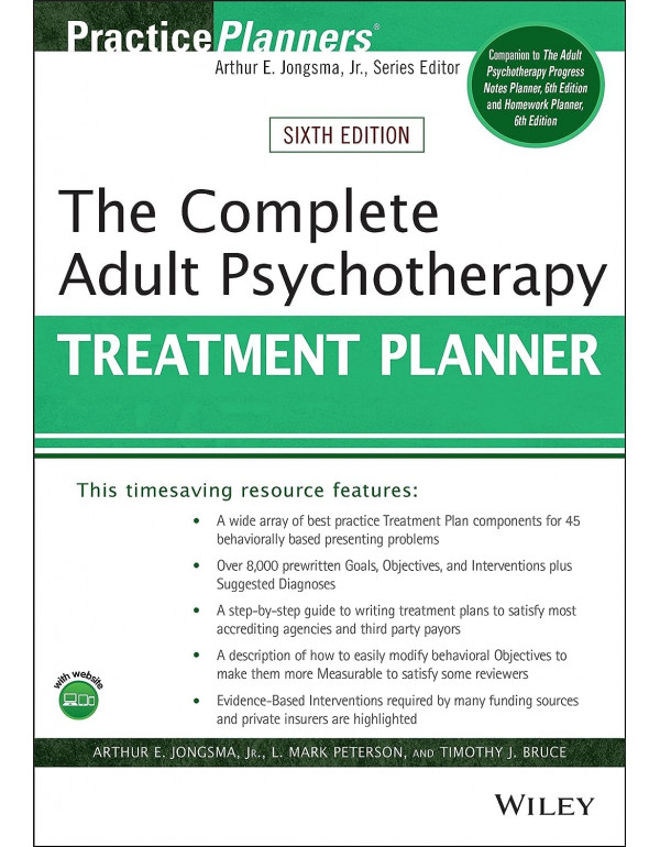 The Complete Adult Psychotherapy Treatment Planner *US PAPERBACK* By Jongsma Jr., L. Mark Peterson, Timothy J. Bruce - {9781119629931}
