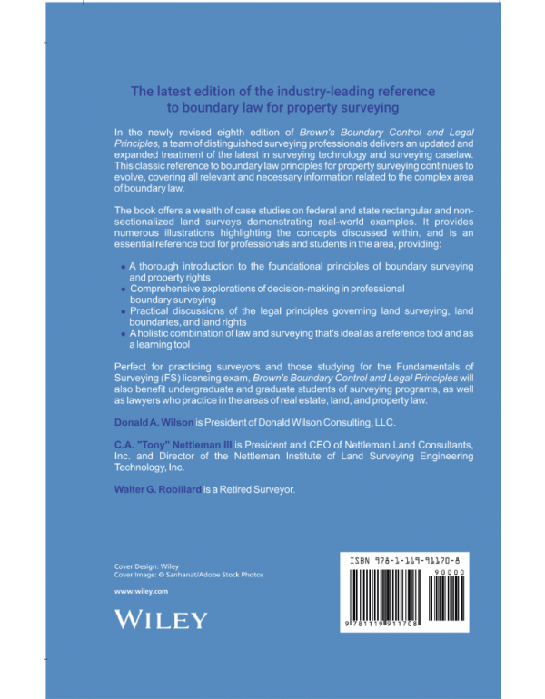 Brown's Boundary Control and Legal Principles, 8th Edition by Donald A. Wilson (ISBN 9781119911708) - Hardcover
