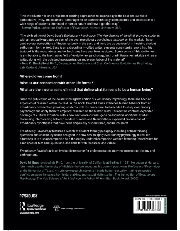Evolutionary Psychology: The New Science of the Mind, 6th Edition by David M. Buss (ISBN 9781138088610) - Paperback