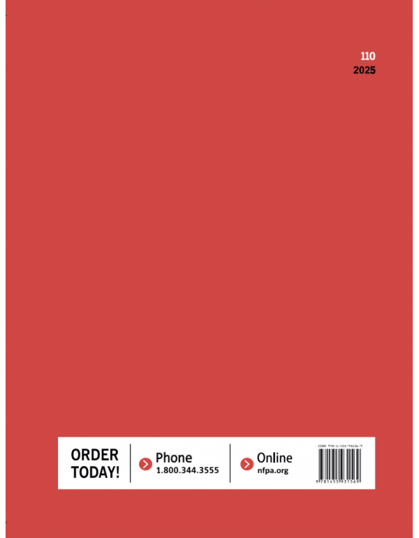 NFPA 110: Standard for Emergency and Standby Power Systems, 2025 Edition (ISBN 9781455931569) - Paperback