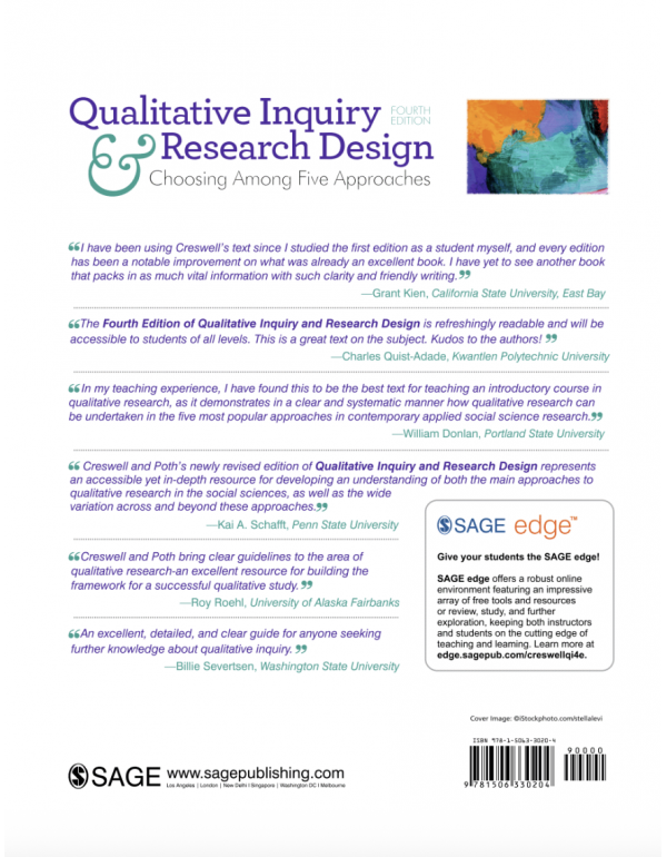 Qualitative Inquiry and Research Design: Choosing Among Five Approaches, 4th Edition by John W. Creswell & Cheryl N. Poth – Paperback (ISBN: 9781506330204)