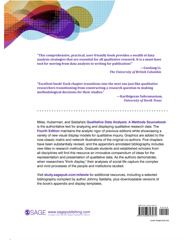 Qualitative Data Analysis: A Methods Sourcebook, 4th Edition By Matthew B. Miles, A. Michael Huberman & Johnny Saldaña (ISBN: 9781506353074) - Paperback