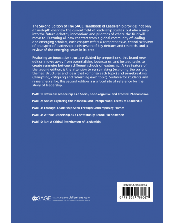 The SAGE Handbook of Leadership, 2nd Edition edited by Alan Bryman, David Collinson, Keith Grint, Brad Jackson & Mary Uhl-Bien – Hardcover (ISBN: 9781529769067)