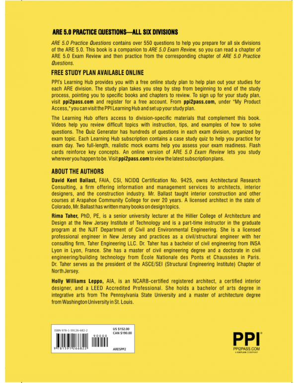 PPI ARE 5.0 Practice Questions All Six Divisions, 2nd Edition by Leppo, Ballast & Taher (ISBN: 9781591266822) – Paperback