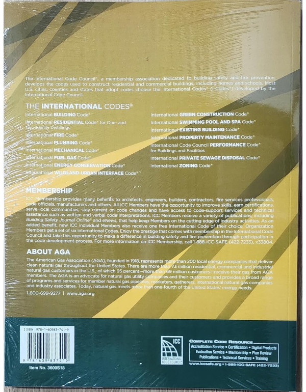 2018 International Fuel Gas Code by International Code Council (ISBN 9781609837419) – Paperback
