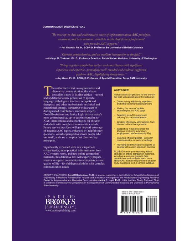 Augmentative & Alternative Communication: Supporting Children and Adults with Complex Communication Needs, 5th Edition by David R. Beukelman & Janice C. Light (ISBN 9781681253039) - Hardcover