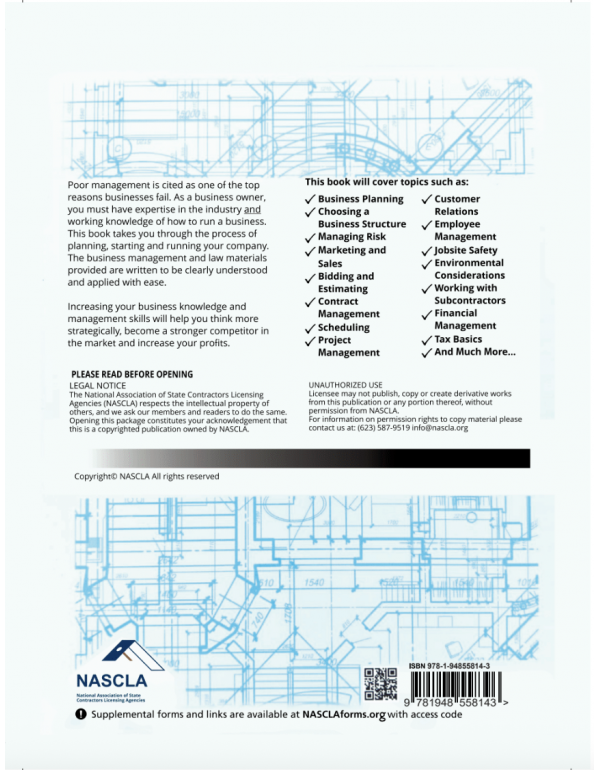 NASCLA Contractors Guide to Business, Law and Project Management, BASIC 13th Edition (ISBN: 9781948558143) - Spiral Bound