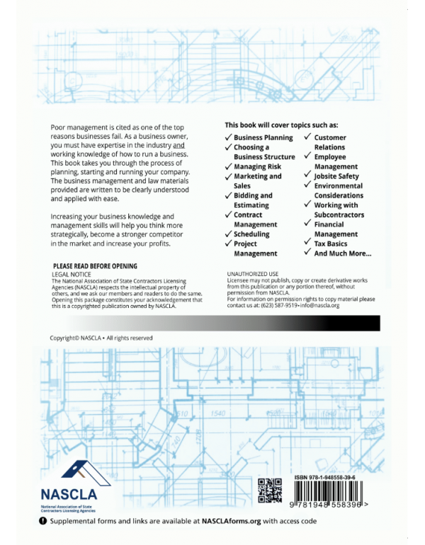 NASCLA Contractors Guide to Business, Law and Project Management, 14th Edition by NASCLA ISBN: 9781948558396– Paperback
