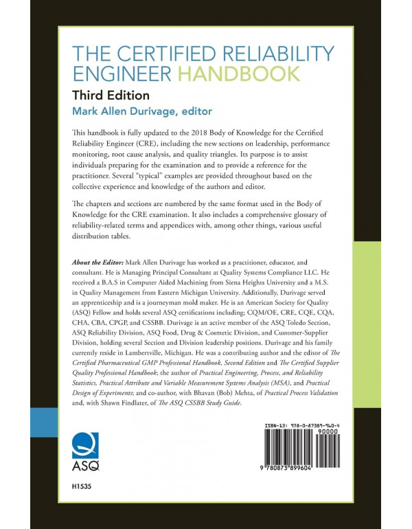 The Certified Reliability Engineer Handbook, 3rd Edition by Mark Allen Durivage - Hardcover