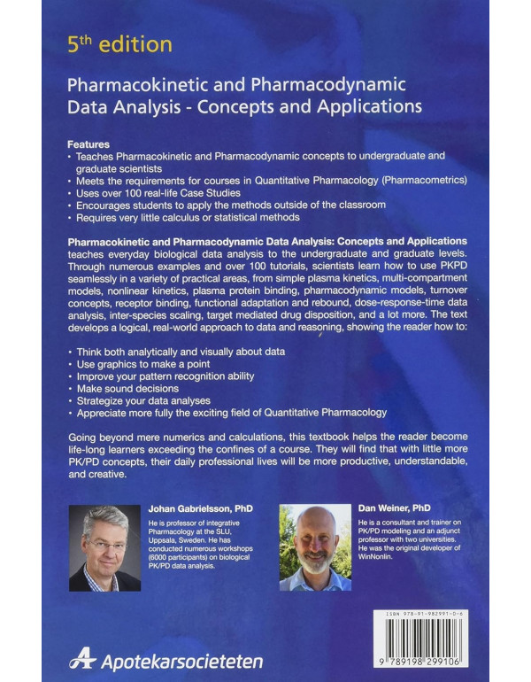 Pharmacokinetic and Pharmacodynamic Data Analysis: Concepts and Applications by Johan Gabrielsson, 5th Edition (ISBN 9789198299106) - Hardcover