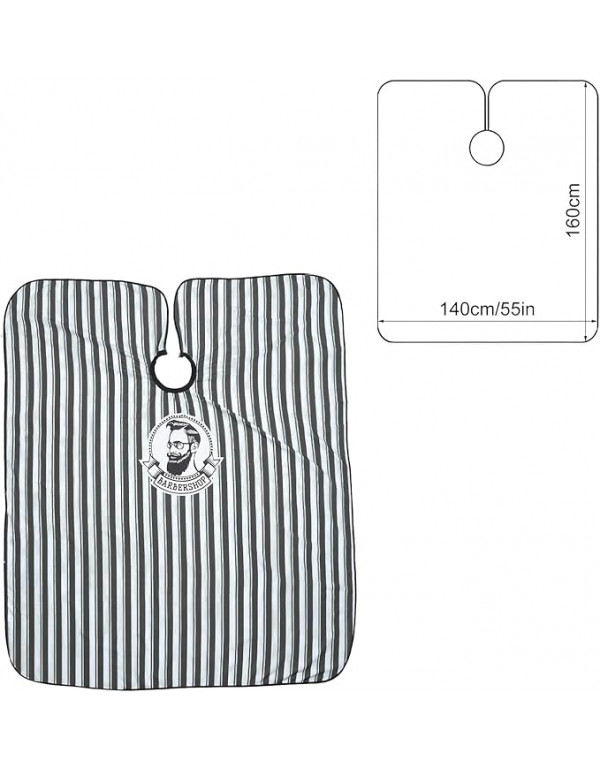 GOATs Striped Pattern Professional Hair Cutting Waterproof Barber Apron with Snap Closer for Men and Women Salon Parlour Use Sheet (59" x 51" Black and White)