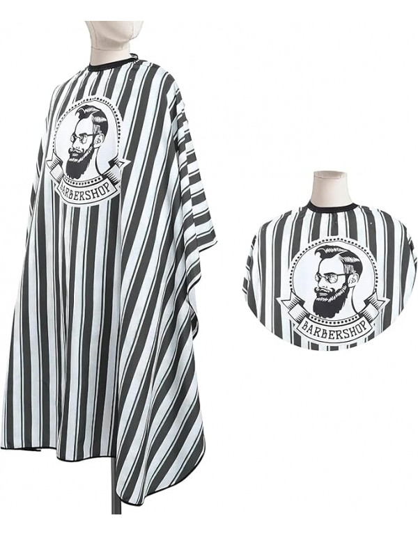 GOATs Striped Pattern Professional Hair Cutting Waterproof Barber Apron with Snap Closer for Men and Women Salon Parlour Use Sheet (59" x 51" Black and White)