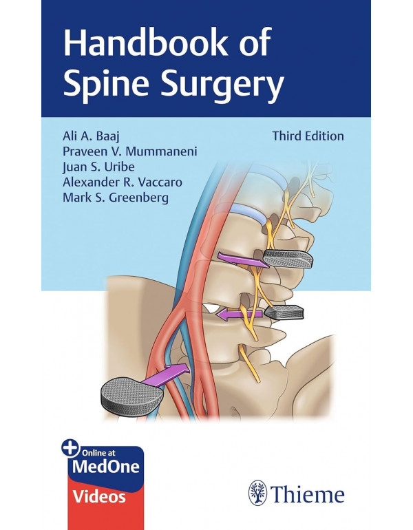Handbook of Spine Surgery, 3rd edition by Ali A. Baaj, Praveen Mummaneni, Juan S. Uribe, Alexander R. Vaccaro *US PAPERBACK*