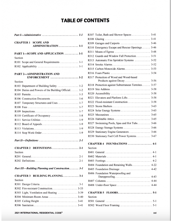 2021 International Residential Code *US PAPERBACK* for One and Two-Family Dwellings (International Code Council) - {9781609839574} 