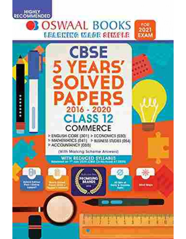Oswaal Cbse 5 Years Solved Papers Commerce English Core Mathematics Accountancy Economics Business Studies Class 12
